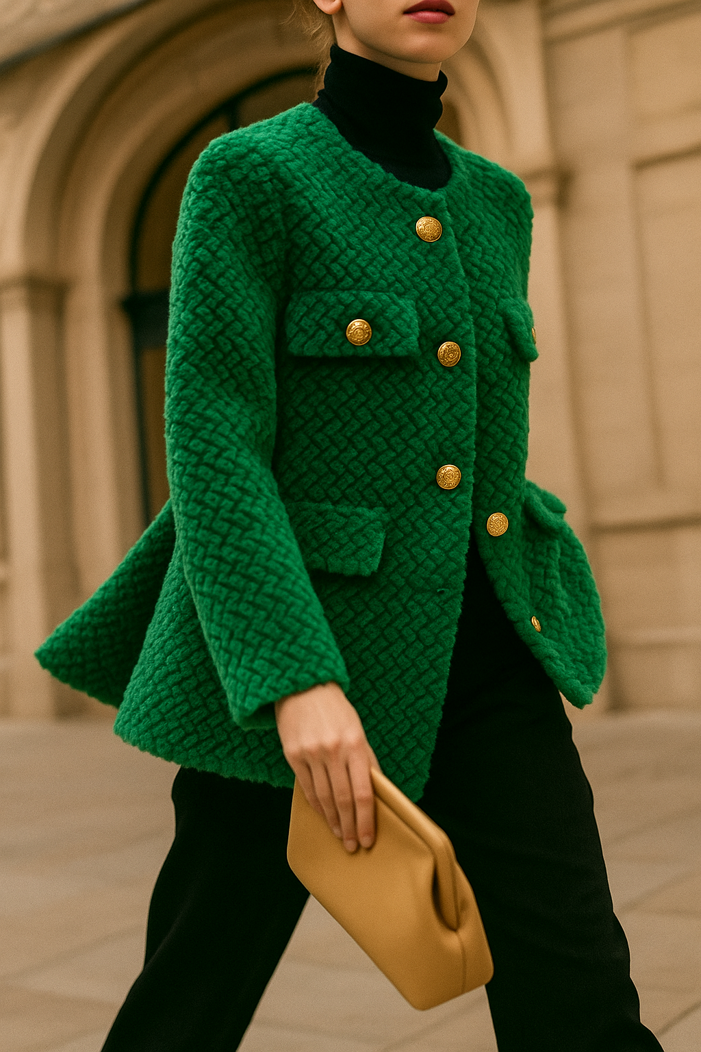 Midtown Velvet Jacket with Gold Buttons – Short Tailored Coat for Cool Weather