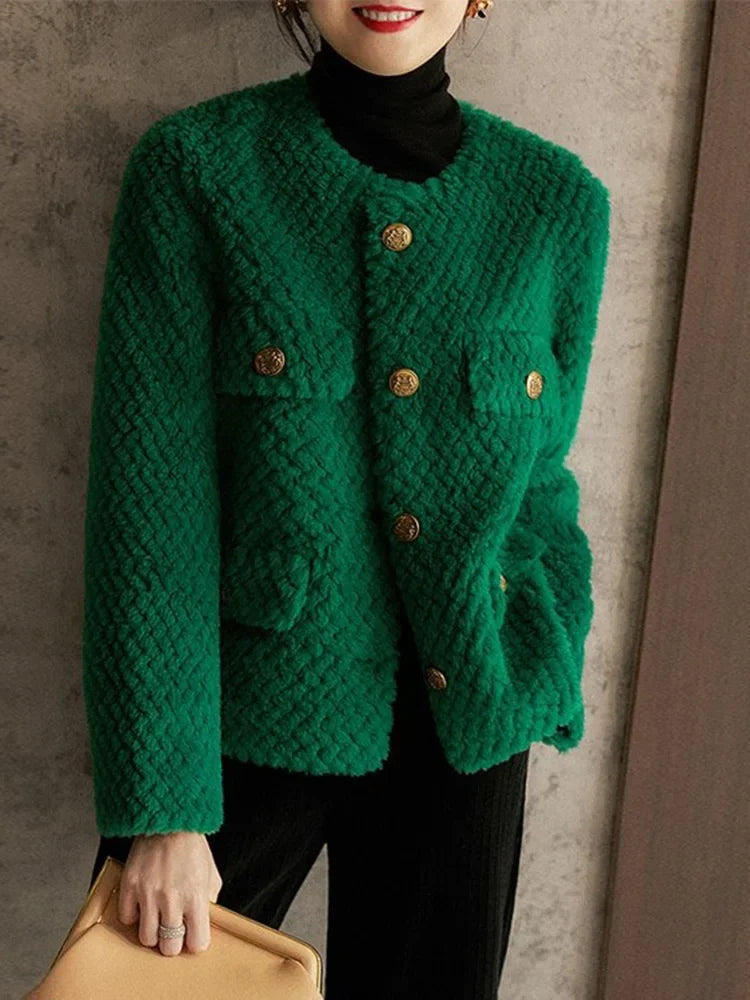 Midtown Velvet Jacket with Gold Buttons – Short Tailored Coat for Cool Weather