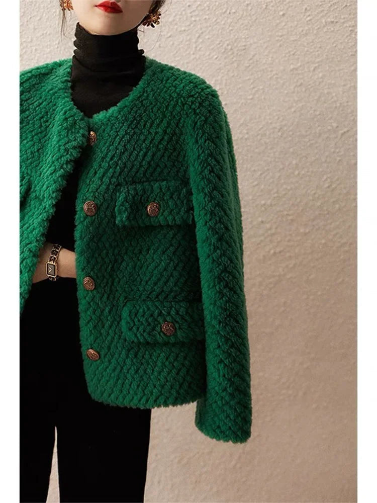 Midtown Velvet Jacket with Gold Buttons – Short Tailored Coat for Cool Weather