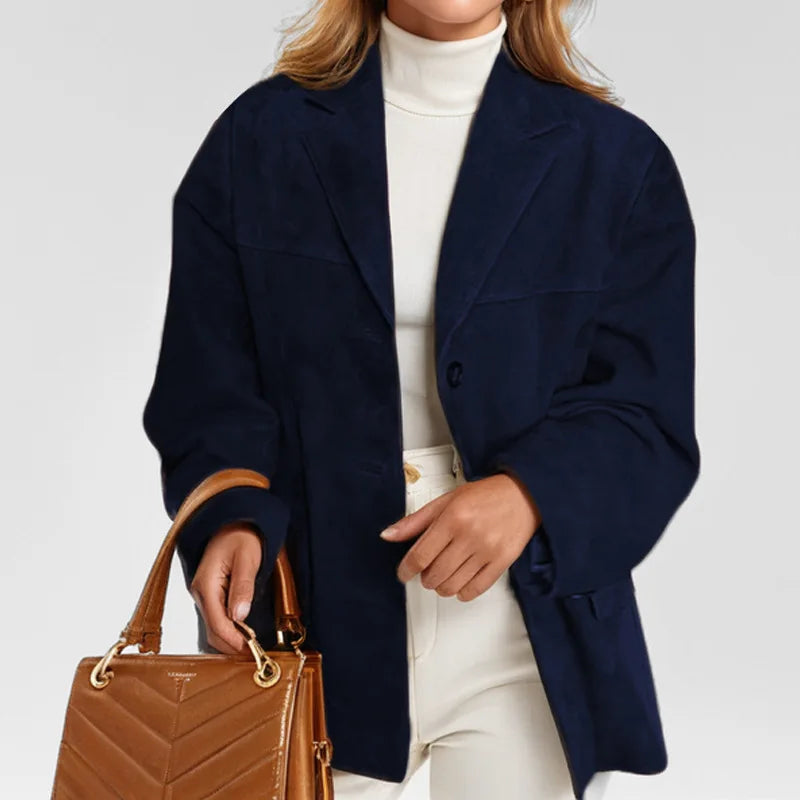 Classic Suede Blazer for Effortless Style – Vintage-Inspired Loose Fit Coat