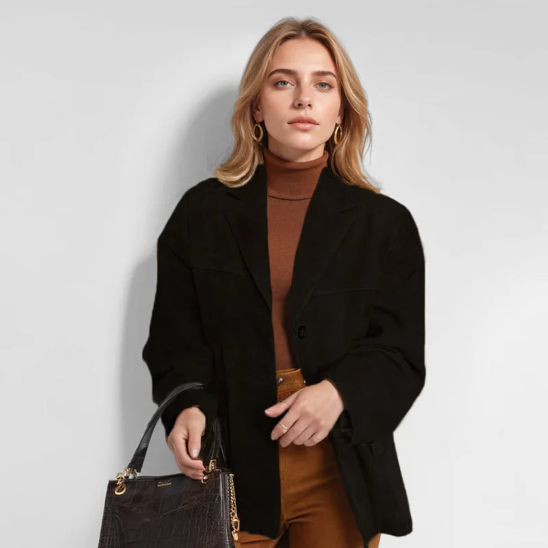 Classic Suede Blazer for Effortless Style – Vintage-Inspired Loose Fit Coat